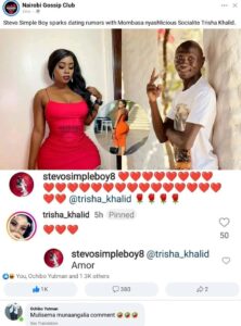 Kenyans are divided by rumors of a romance between Stevo Simple Boy and Trisha Khalid.