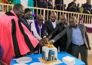 Photo courtesy: CS Murkomen with othe church clerics during the church building opening ceremony in Kapsowar.