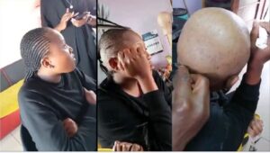 Braided hair and a salon bill go unpaid, and a stunning woman gets the razor.