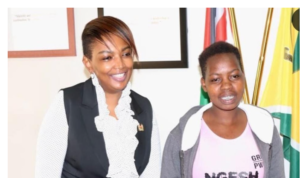 Nominated Senator Karen Nyamu (left) with Gengetone sensation Ngesh Bad Gal. PHOTO | COURTESY