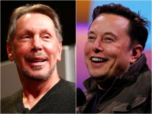 Oracle cofounder Larry Ellison and Tesla CEO Elon Musk are vying for the crown of world's richest person. Stephen Lam/Reuters; Mike Blake/Reuters